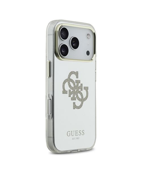 Guess PC/TPU Mirror 4G Glitter Logo MagSafe Zadní Kryt pro iPhone 17 Pro Gold