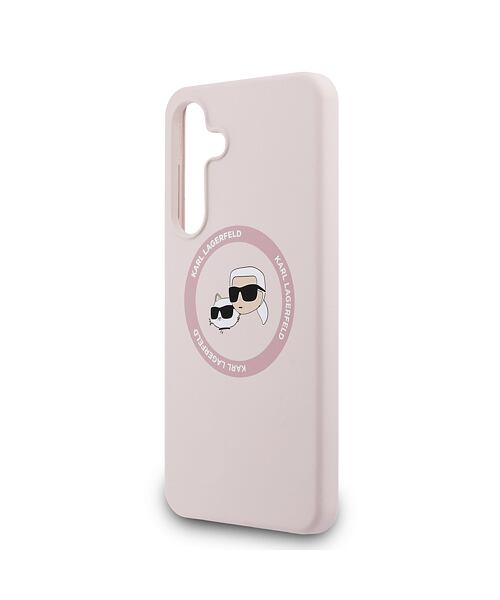 Karl Lagerfeld Liquid Silicone K&CH Heads MagSafe Zadní Kryt pro Samsung Galaxy S25 FE Pink