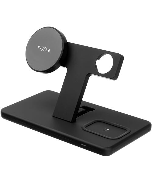 FIXED Stojánek s bezdrátovým nabíjením 3v1 MagPowerstation s podporou uchycení MagSafe 15W Black