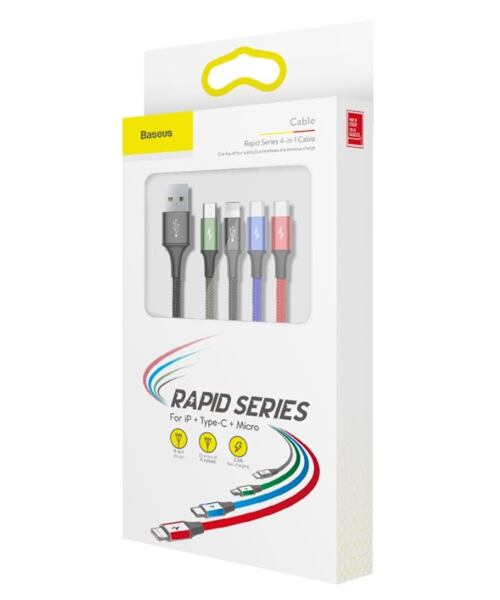 Baseus CA1T4-A01 Fast 4in1 Kabel 2x Lightning, USB-C, MicroUSB 3.5A 1.2m Black