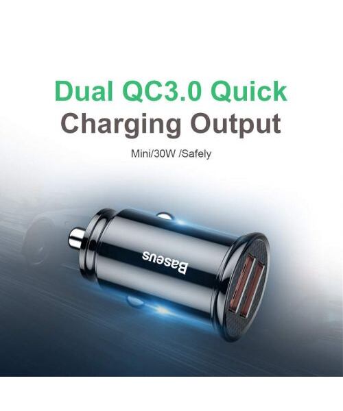 Baseus CCALL-YD01 Circular Nabíječka do Auta 2xUSB QC3.0 30W Black