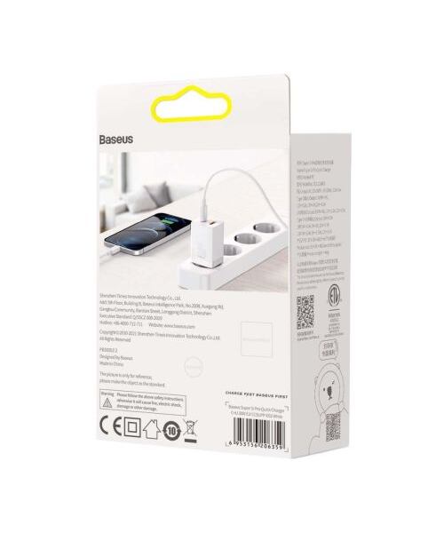 Baseus CCSUPP-E02 Super Si Quick Nabíječka USB + USB-C 30W White