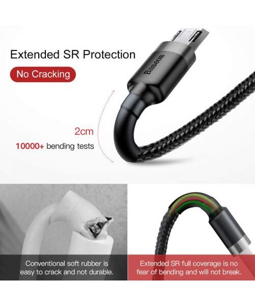 Baseus Micro USB Cafule Cable 2.4A 1m Gray + Black (CAMKLF-BG1)