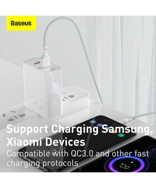Baseus Type-C Simple Wisdom cable (2pcs/set) 5A 1.5m White (TZCATZJ-02)