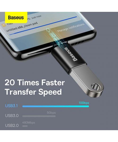 Baseus ZJJQ000001 Ingenuity Mini OTG Adaptér z USB-A na USB-C Black