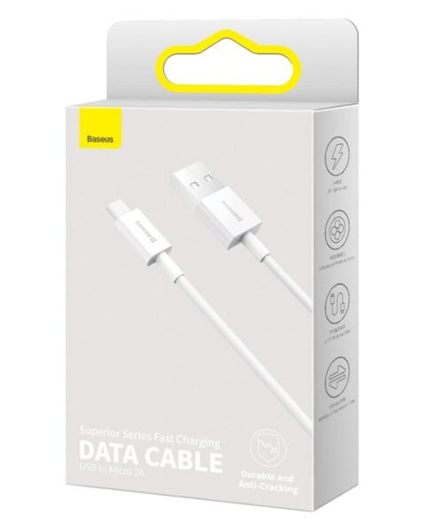 Baseus CAMYS-02 Superior Fast Charging Datový Kabel MicroUSB 2A 1m White