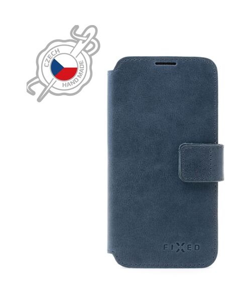 Kožené pouzdro typu kniha FIXED ProFit pro Apple iPhone 13 Pro, modré