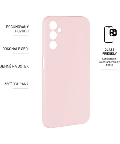 Zadní pogumovaný kryt FIXED Story pro Samsung Galaxy A14/A14 5G, růžový