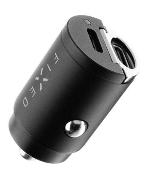 Autonabíječka FIXED s 2xUSB-C výstupem v miniaturním provedení, podpora PD, 30W, černá