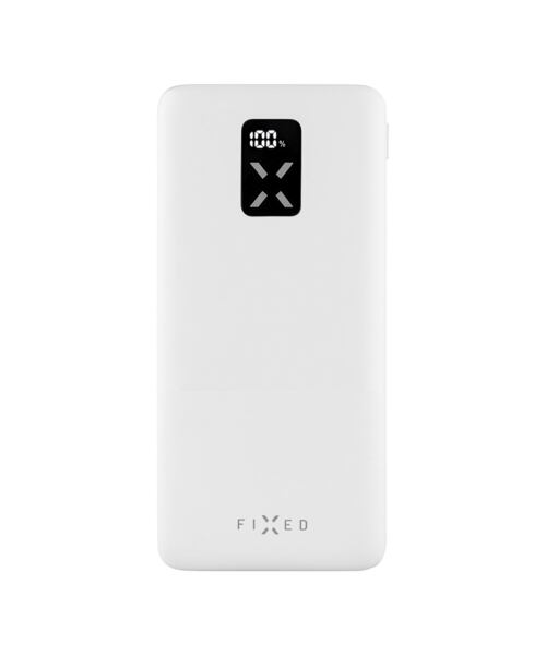 Powerbanka FIXED Zen 10 s LCD displejem a výstupem PD 20W, 10 000 mAh, bílá