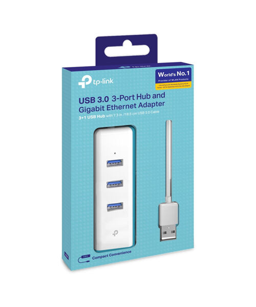 TP-Link UE330 USB 3.0 3-portový USB hub & gigabitový ethernet adaptér
