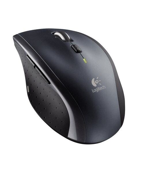 Logitech M705/Ergonomická/Optická/Pro praváky/Bezdrátová USB/Stříbrná