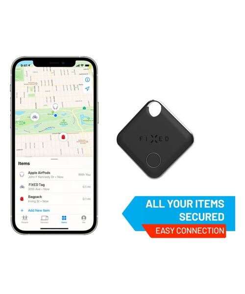 Smart tracker FIXED Tag s podporou Find My, černý