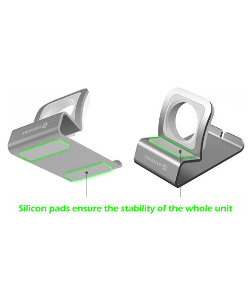 SWISSTEN HLINÍKOVÝ STOJÁNEK PRO APPLE WATCH STŘÍBRNÝ