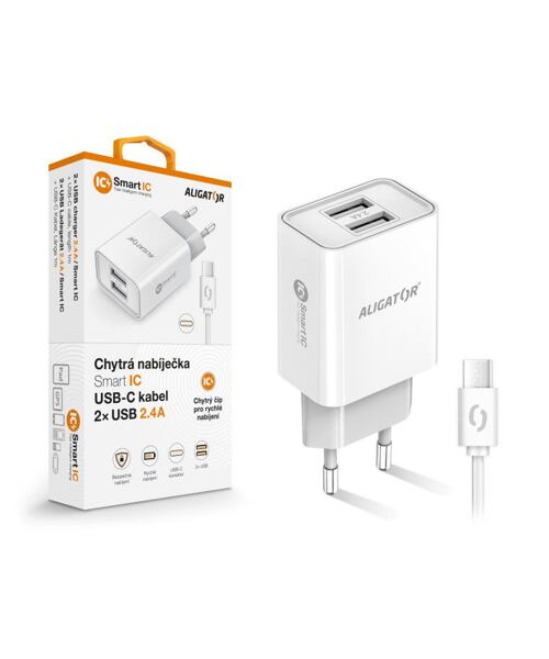 CD ALI USB-C 2xUSB výstup, 2,4A, smart IC, bílá