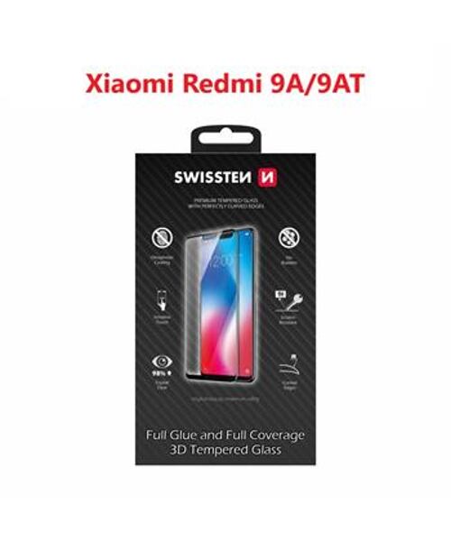 SWISSTEN ULTRA DURABLE 3D FULL GLUE GLASS FOR XIAOMI REDMI 9A/XIAOMI REDMI 9AT BLACK
