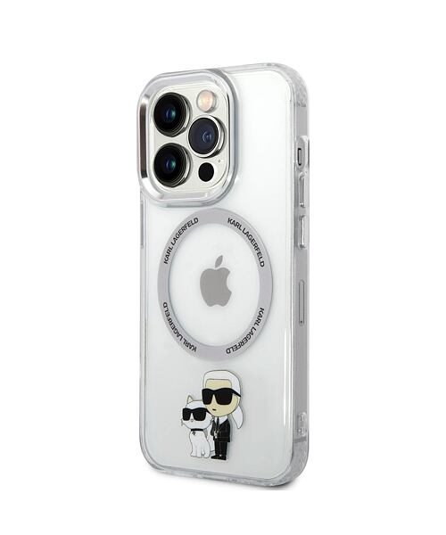 Karl Lagerfeld IML Karl and Choupette MagSafe Zadní Kryt pro iPhone 15 Pro Transparent