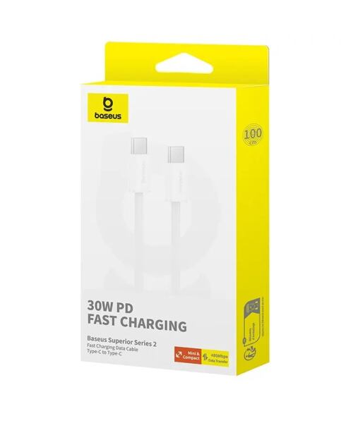 Baseus Superior Series 2 Fast Charging Datový Kabel USB-C - USB-C 30W 1m Moon White