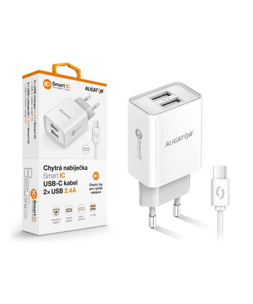 CD ALI USB-C 2xUSB výstup, 2,4A, smart IC, bílá