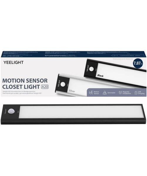 Yeelight světlo do šatníku se senzorem A20 černá, 20 cm 2700K