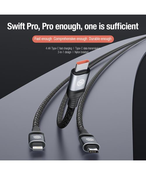 Nillkin Datový Kabel Swift Pro 3v1 1,5m Black