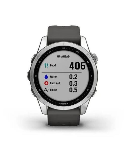Garmin Fenix 7S Silver Graphite Silicone Band
