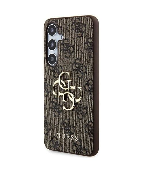 Guess PU 4G Metal Logo Zadní Kryt pro Samsung Galaxy A55 5G Brown