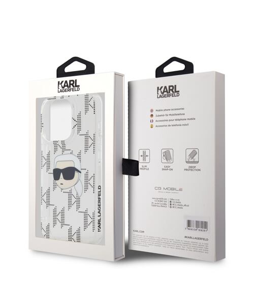 Karl Lagerfeld IML Electroplated Karl Head Zadní Kryt pro iPhone 15 Pro Max Transparent
