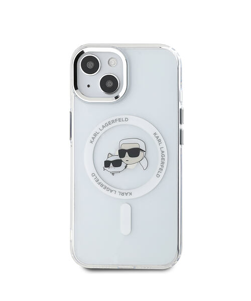 Karl Lagerfeld IML K&CH Heads Metal Frame MagSafe Zadní Kryt pro iPhone 14 Transparent