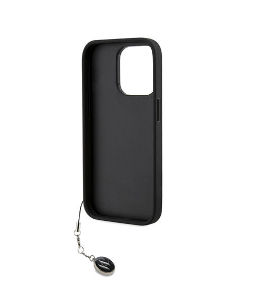 Karl Lagerfeld PU Saffiano Rhinestone Charm Zadní Kryt pro iPhone 15 Pro Black