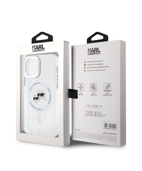 Karl Lagerfeld IML K&CH Heads Metal Frame MagSafe Zadní Kryt pro iPhone 12/12 Pro Transparent