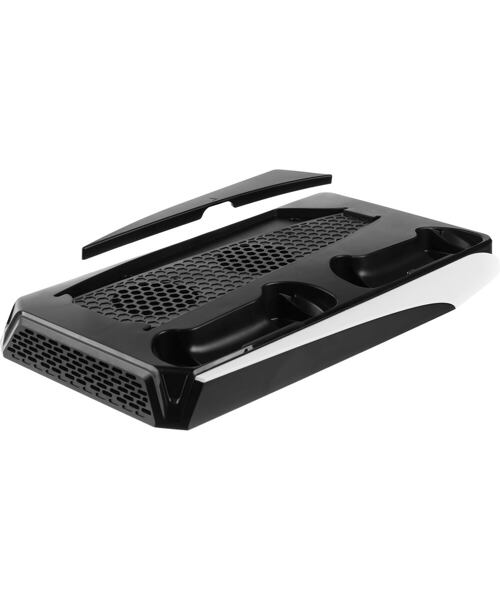 Multifunkční stanice FIXED pro PlayStation 5 s chlazením a nabíjením pro dva ovladače DualSense, čer