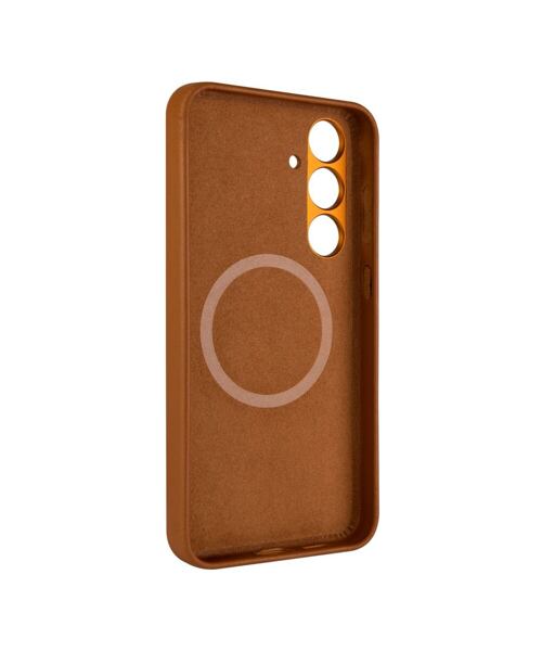 Kožený zadní kryt FIXED MagLeather s podporou MagSafe pro Samsung Galaxy S24, hnědý