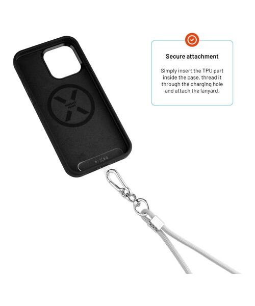 Univerzální šňůrka FIXED NeckUni pro telefony se zadním krytem, šedá