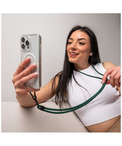 Univerzální šňůrka FIXED NeckUni pro telefony se zadním krytem, zelená