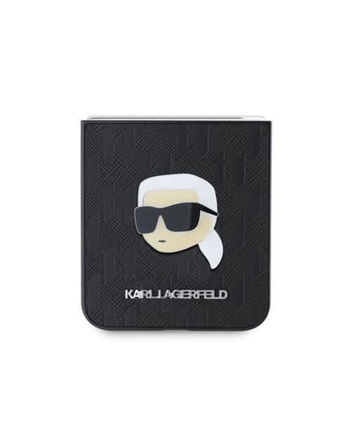 Karl Lagerfeld PU Saffiano Monogram Karl Head Zadní Kryt pro Samsung Galaxy Z Flip 6/7 FE Black