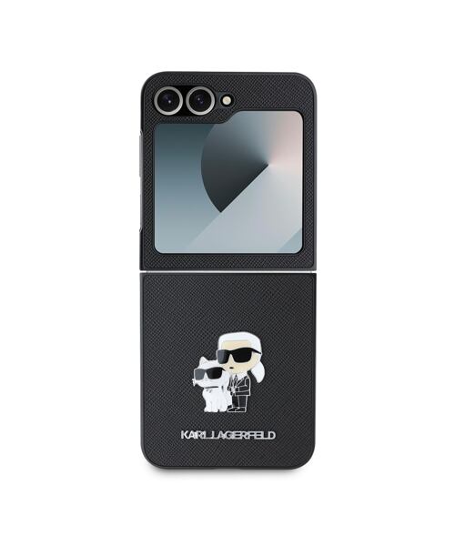 Karl Lagerfeld PU Saffiano Karl and Choupette Zadní Kryt pro Samsung Galaxy Z Flip 6 /7FE Black
