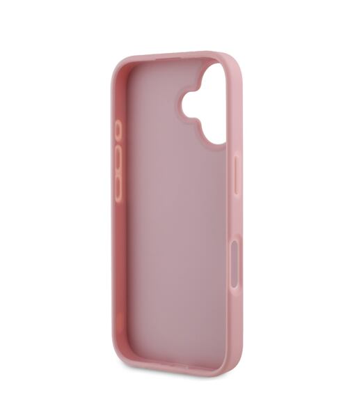 Guess PU Fixed Glitter 4G Metal Logo Zadní Kryt pro iPhone 16 Pink