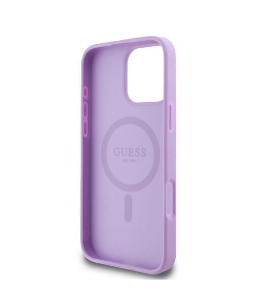 Guess PU Grained Classic Logo MagSafe Zadní Kryt pro iPhone 16 Pro Max Purple