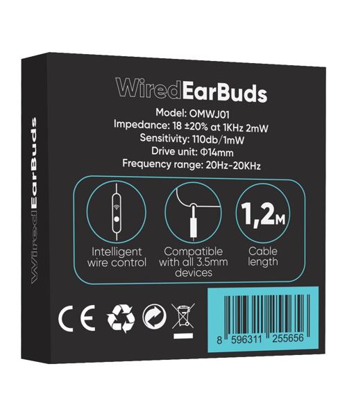 OBAL:ME Drátová Sluchátka 3.5mm Jack Black