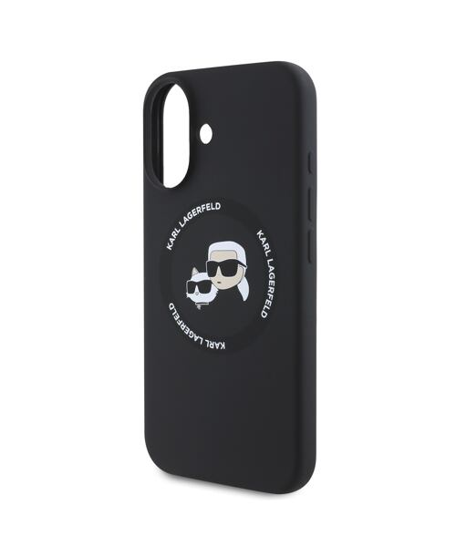 Karl Lagerfeld Liquid Silicone K&CH Heads MagSafe Zadní Kryt pro iPhone 16 Black