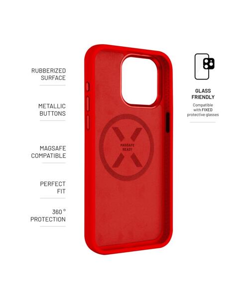 Zadní kryt FIXED MagFlow s podporou MagSafe pro Apple iPhone 16 Pro, červený
