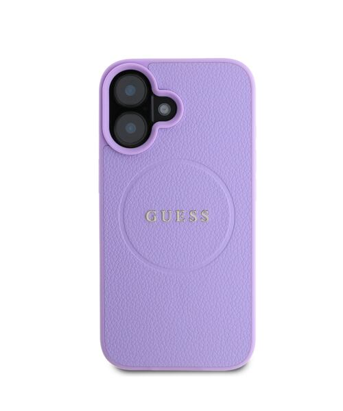 Guess PU Grained Classic Logo MagSafe Zadní Kryt pro iPhone 16 Purple