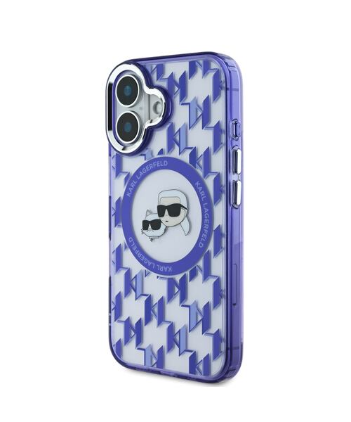 Karl Lagerfeld IML Monogram K&CH Heads MagSafe Zadní Kryt pro iPhone 16 Purple