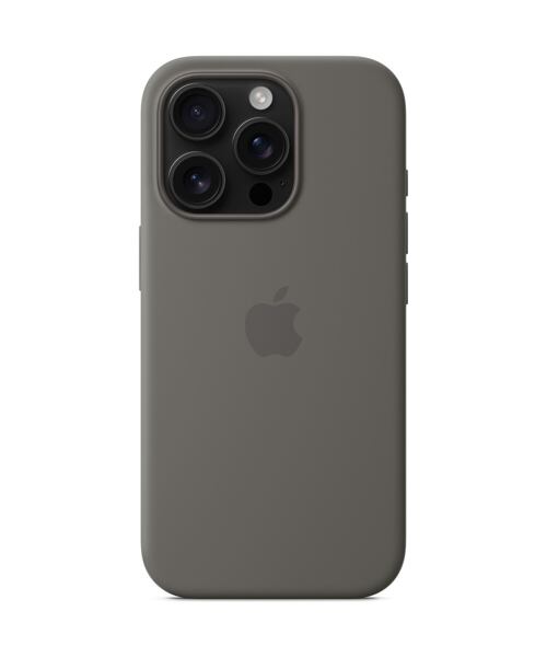 APPLE iPhone 16 Pro Silicone Case with MS - Stone Gray