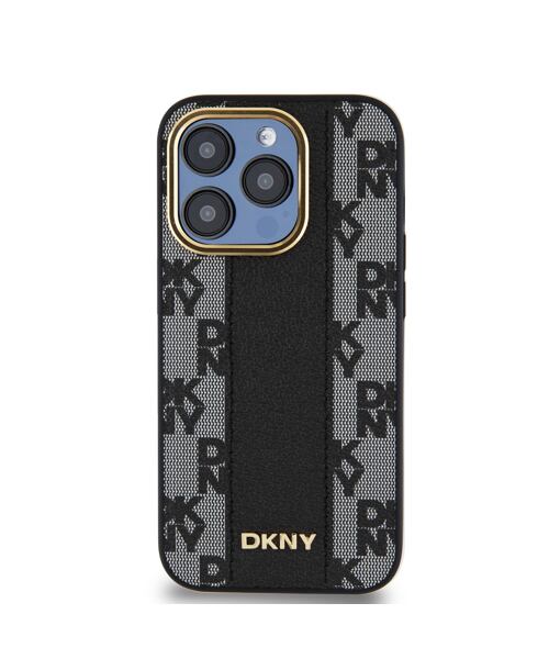 DKNY PU Leather Checkered Pattern Magsafe Zadní Kryt pro iPhone 15 Pro Black