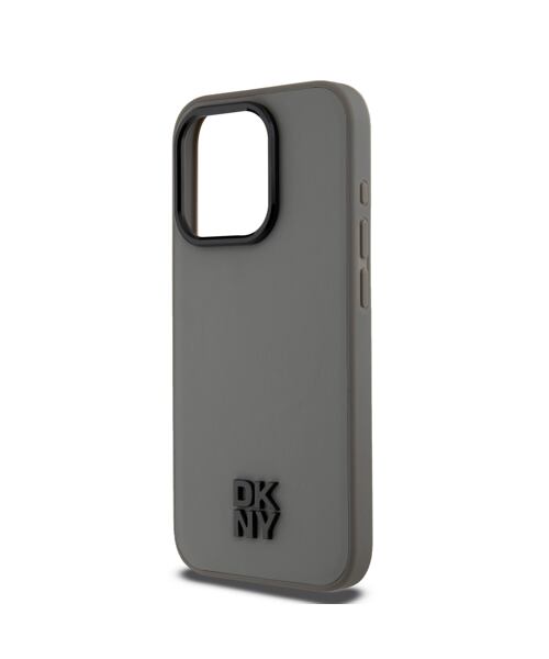 DKNY PU Leather Stack Logo Magsafe Zadní Kryt pro iPhone 15 Pro Grey