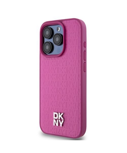 DKNY PU Leather Repeat Pattern Stack Logo Magsafe Zadní Kryt pro iPhone 15 Pro Max Pink