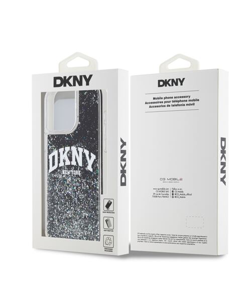 DKNY Liquid Glitter Arch Logo Zadní Kryt pro iPhone 14 Pro Max Black