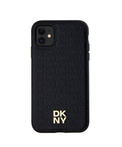 DKNY PU Leather Repeat Pattern Stack Logo Magsafe Zadní Kryt pro iPhone 11 Black